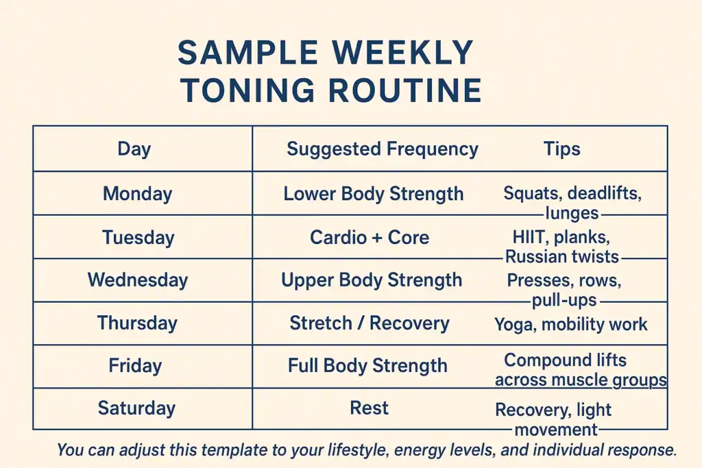 Achieving the Perfect Tone: How Often Should You Exercise for Results? 4 Weekly exercise Devizes plan graphic